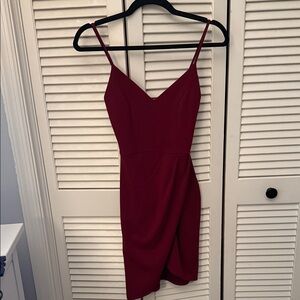 Lulu's Burgundy Mini Dress with Spaghetti Straps